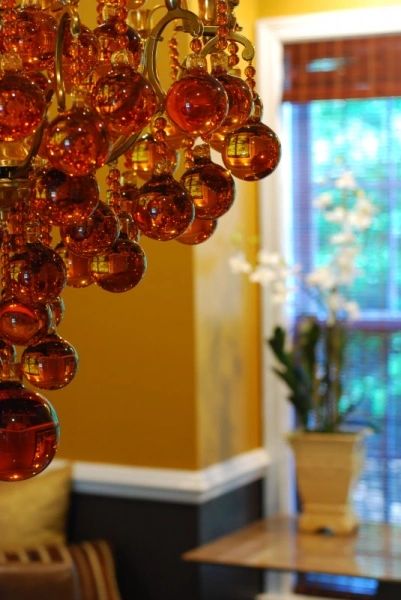 Christmas ornaments in warm interior
